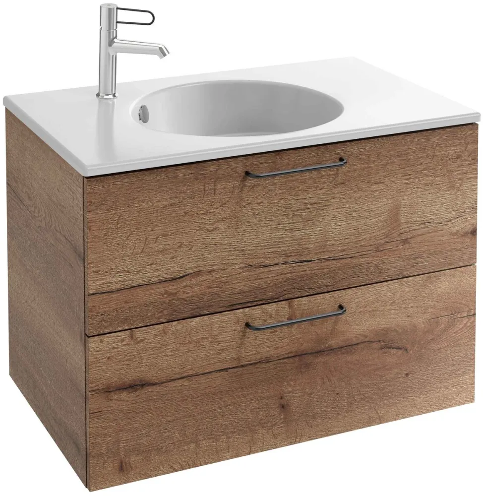 Тумба под раковину Jacob Delafon Odeon Rive Gauche 80 см, дуб табак, ручки, дуб табак