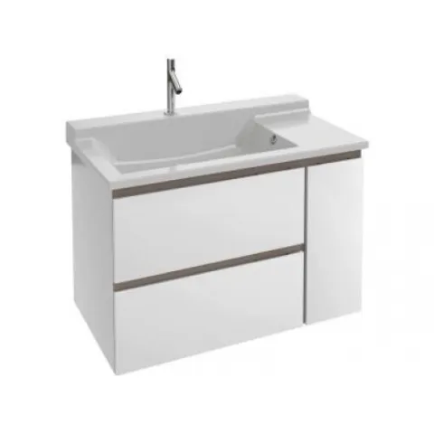 Тумба под раковину Soprano 76х53,5х63,4 см, белый блестящий, 2 ящика, 1 бутылочница, Jacob Delafon, белый блестящий